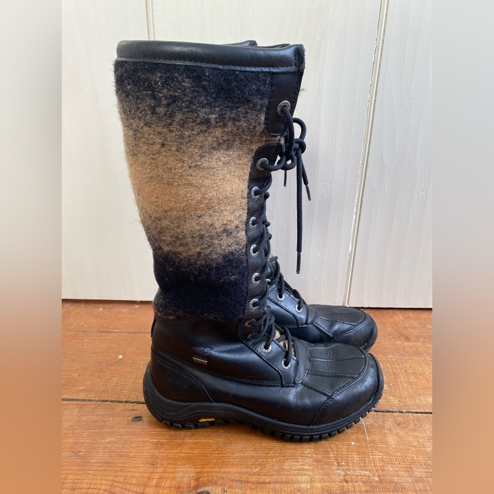 UGG Adirondack Tall Leather & Shearling Ombré Winter Boots — Rare Color Way